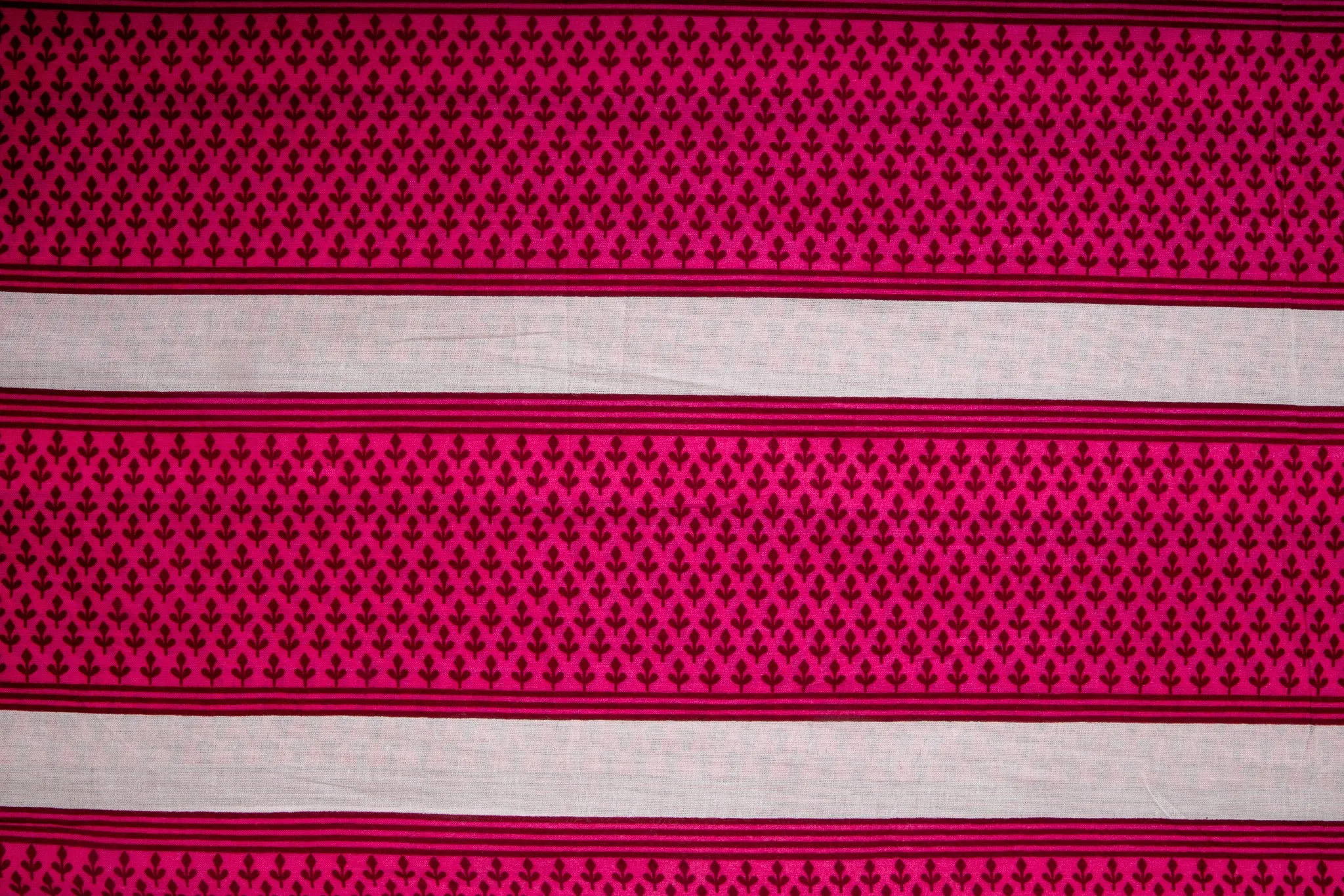 Magenta Pink & White Stripes Cotton Fabric