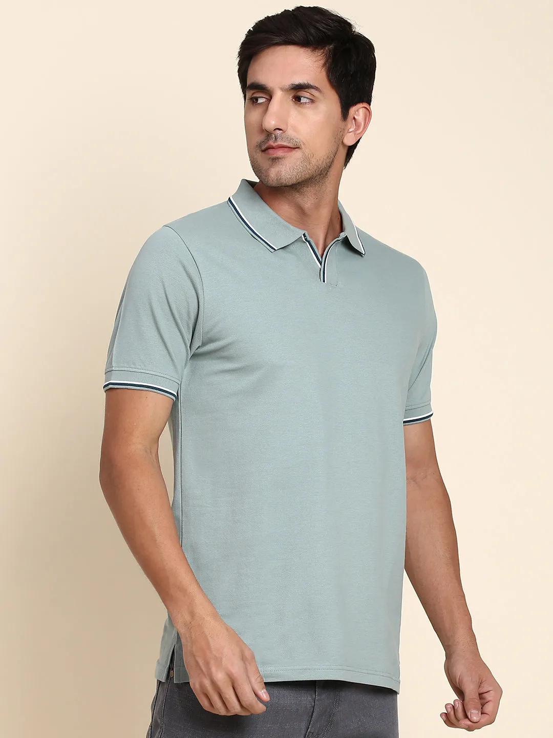 Men's Comfortable And Stylish Teal Casual Polo Tshirt