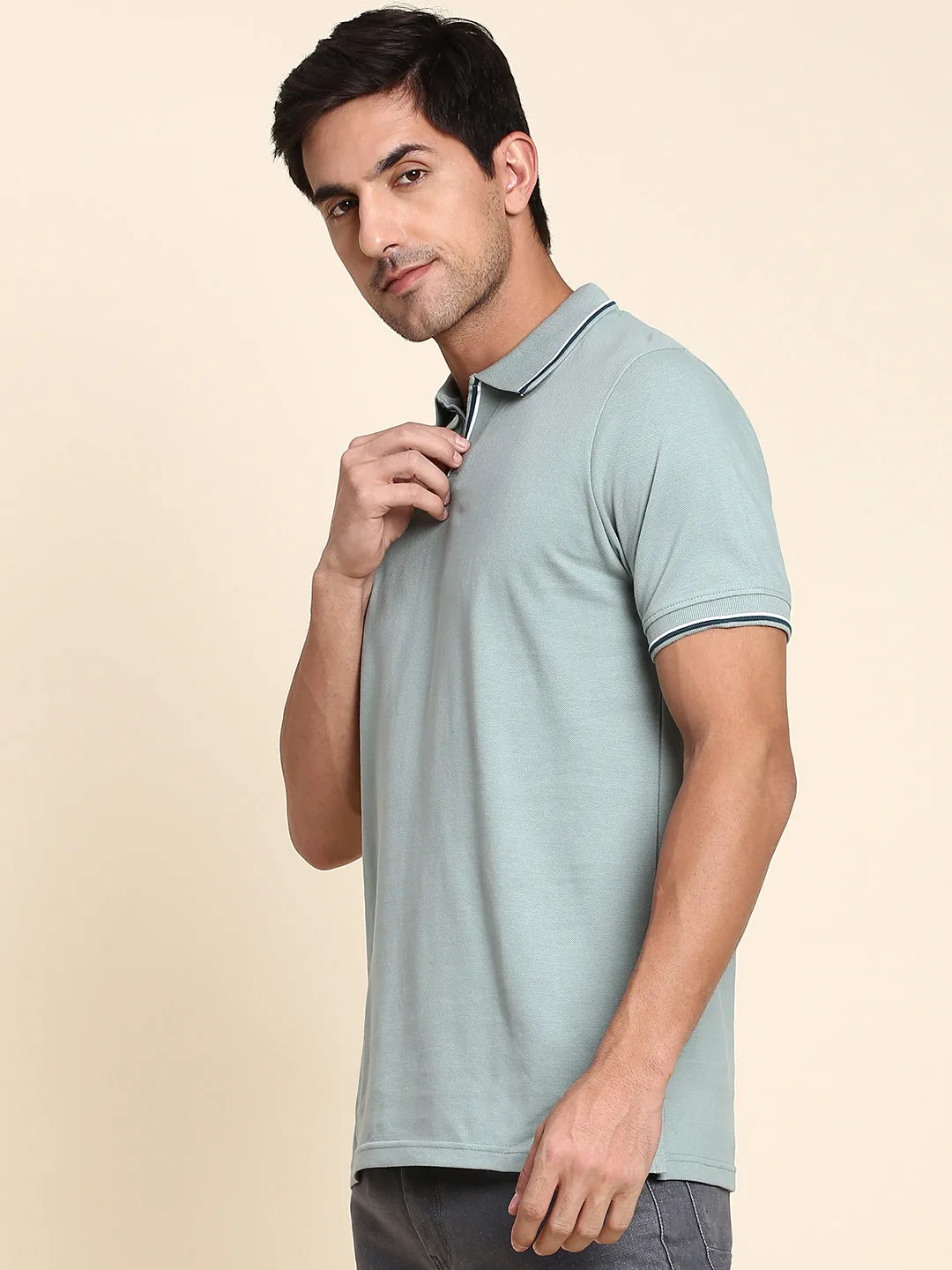 Men's Comfortable And Stylish Teal Casual Polo Tshirt