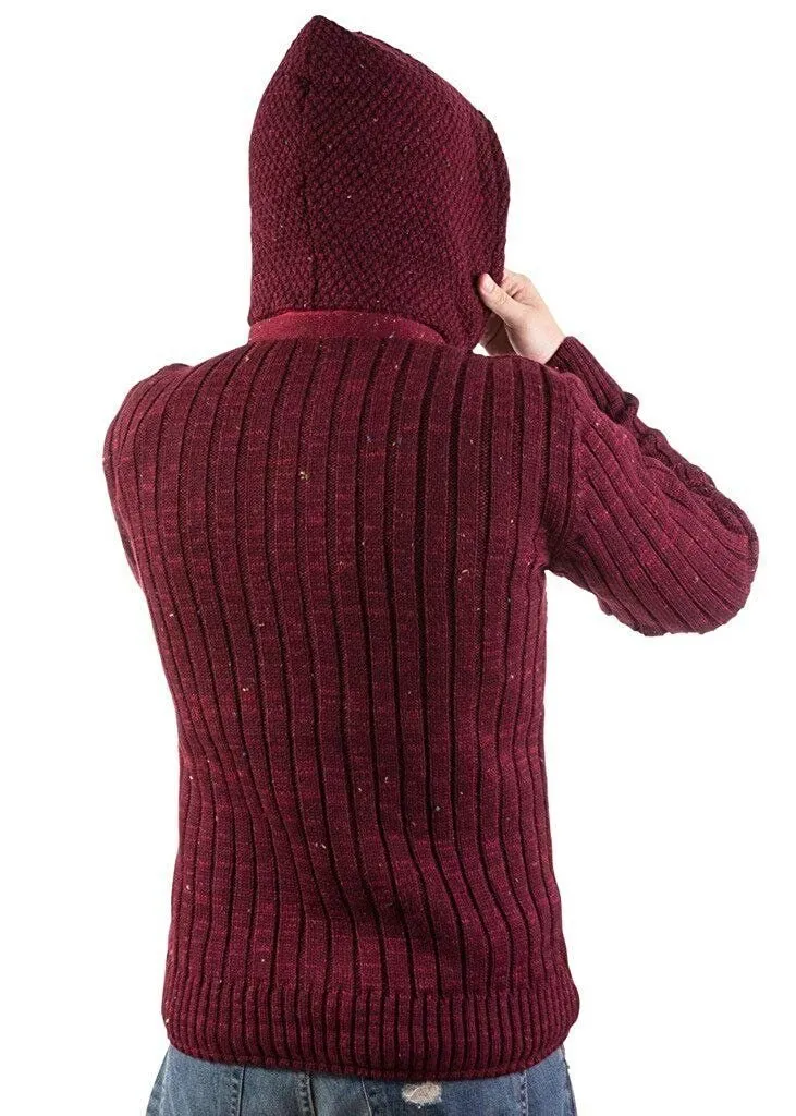 Men's Slim Fit Full Zip & Toggle Sherpa Lined Luxury Hooded Sweater - Colors - CLEARANCE, FINAL SALE!