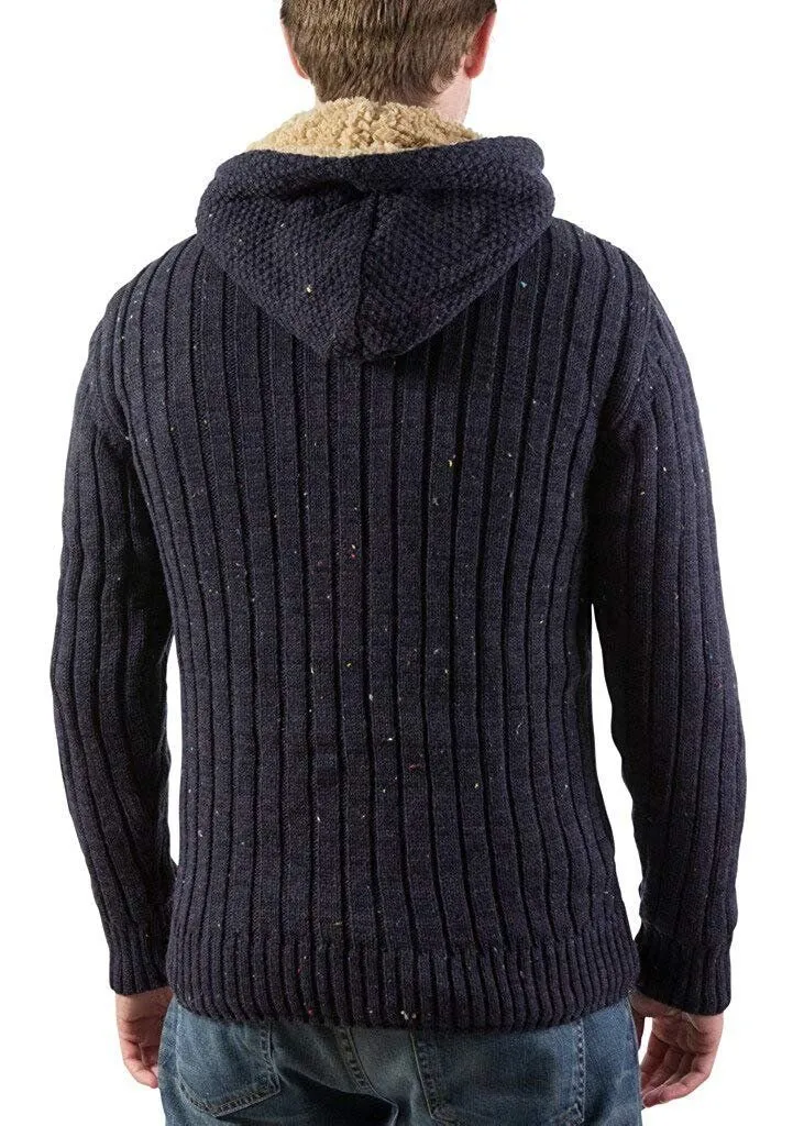 Men's Slim Fit Full Zip & Toggle Sherpa Lined Luxury Hooded Sweater - Colors - CLEARANCE, FINAL SALE!