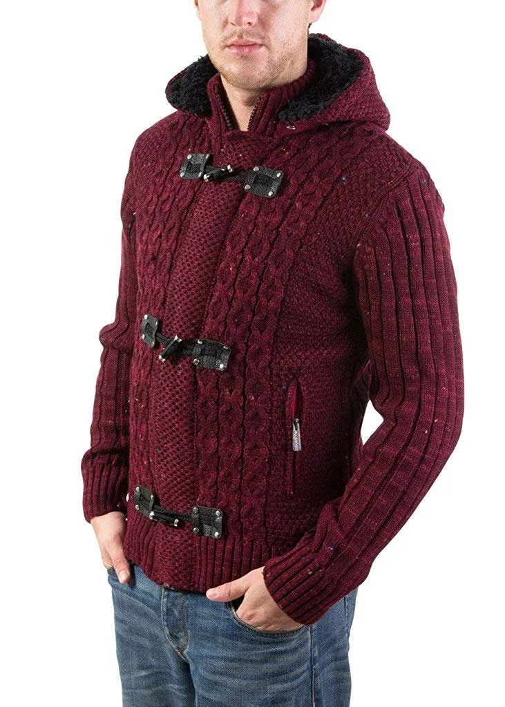 Men's Slim Fit Full Zip & Toggle Sherpa Lined Luxury Hooded Sweater - Colors - CLEARANCE, FINAL SALE!