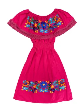 Mexican Girl Florecitas Dress Hot Pink