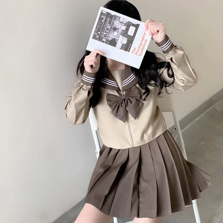 [Milk Tea Brown] JK sailor girl school uniform set