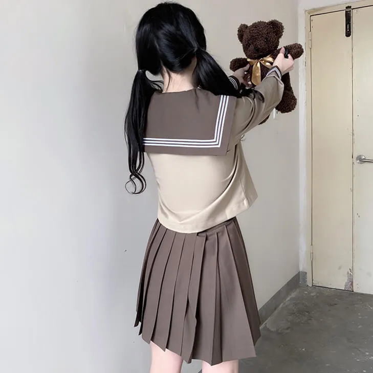 [Milk Tea Brown] JK sailor girl school uniform set