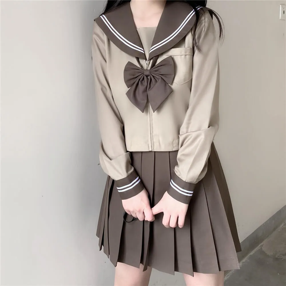 [Milk Tea Brown] JK sailor girl school uniform set