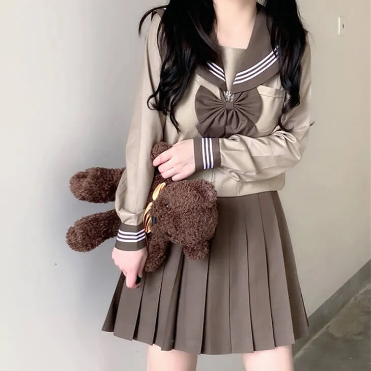 [Milk Tea Brown] JK sailor girl school uniform set