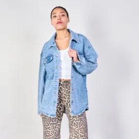 Oversized studded denim shirt wholesale