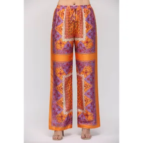 Paisley Handkerchief Print Wide Leg Pants