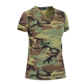 Rothco Womens Long Length Camo V-Neck Short Sleeve T-Shirt - Size 2XL