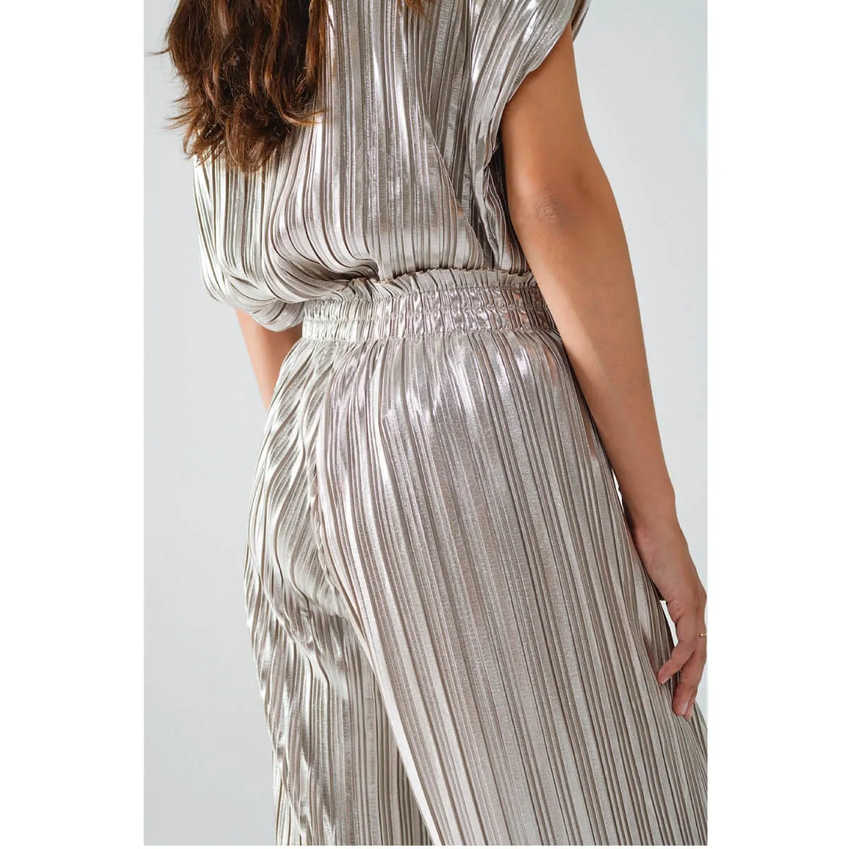 Silver Pleated Pants