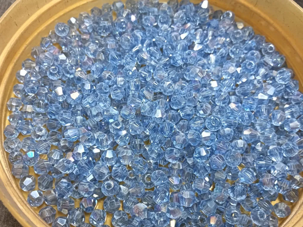 Sky Blue Transparent Bicone Crystal Glass Beads (Wholesale)