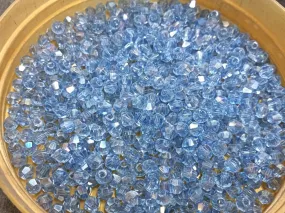 Sky Blue Transparent Bicone Crystal Glass Beads (Wholesale)