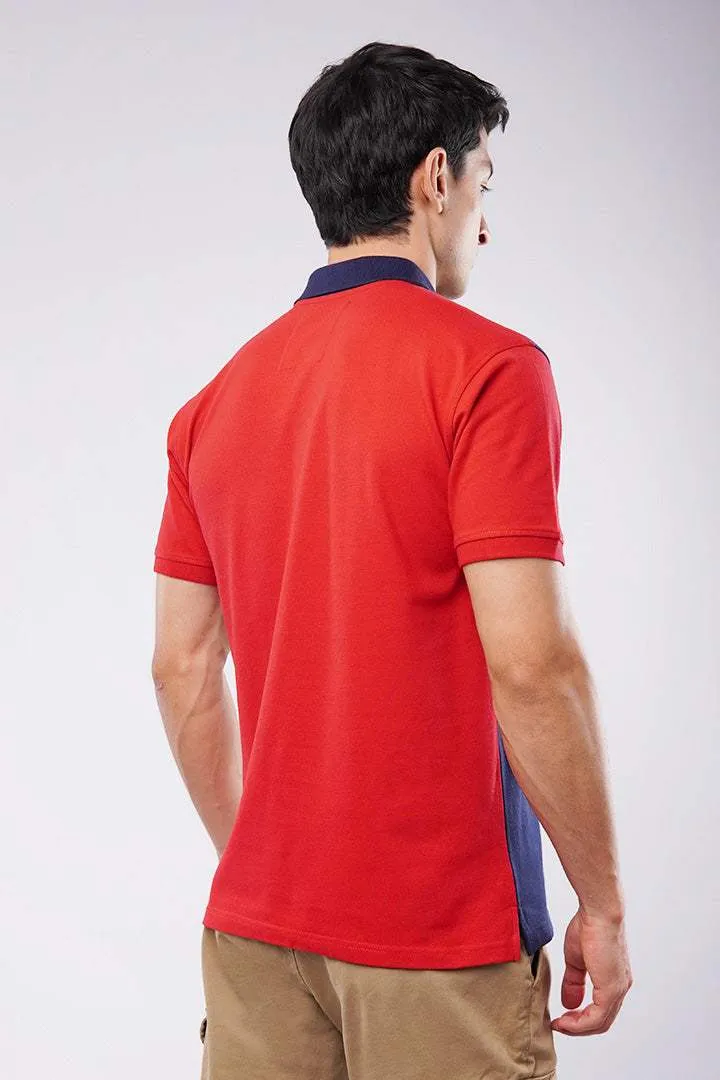 Sports Polo Shirt - Blue & Red