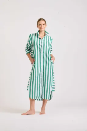 The Andrea Dress | Green Wide Stripe