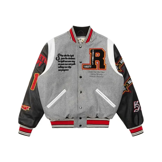 Torch Varsity Jacket - Light Heather Grey