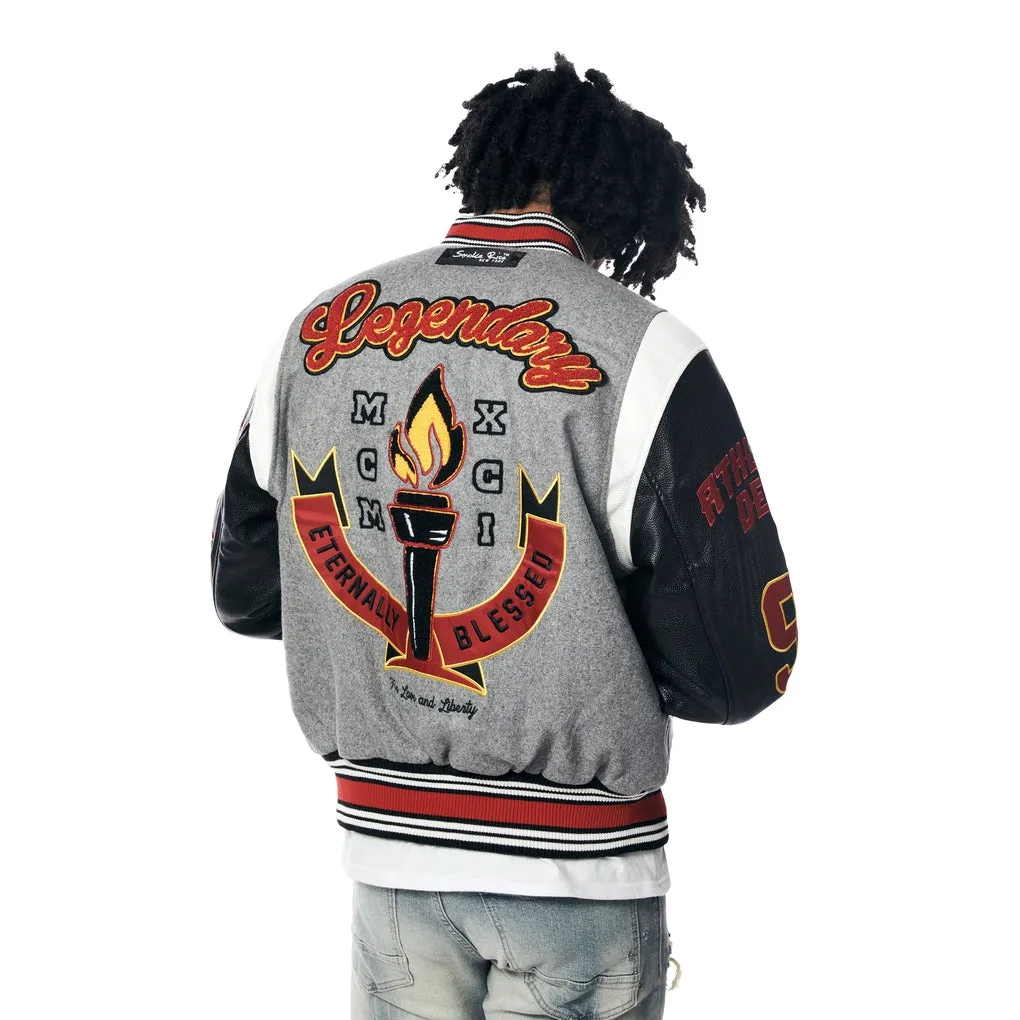 Torch Varsity Jacket - Light Heather Grey