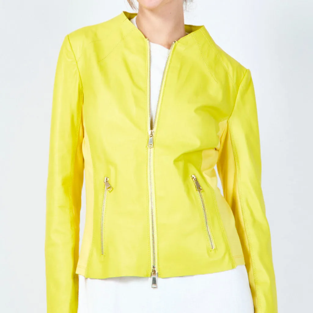 Vibrant minimalist leather jacket wholesale