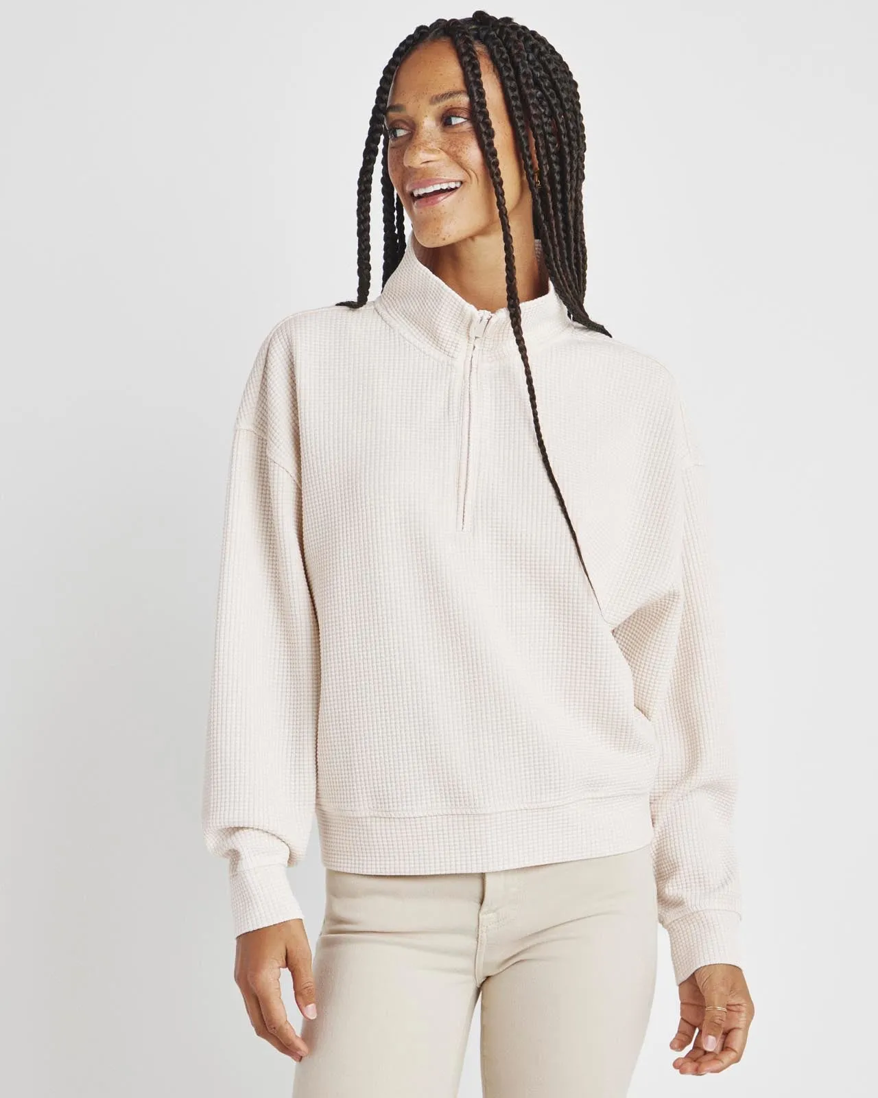 Waffle Quarter Zip Sweatshirt