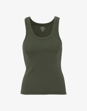 Women Organic Rib Tank Top - Seaweed Green