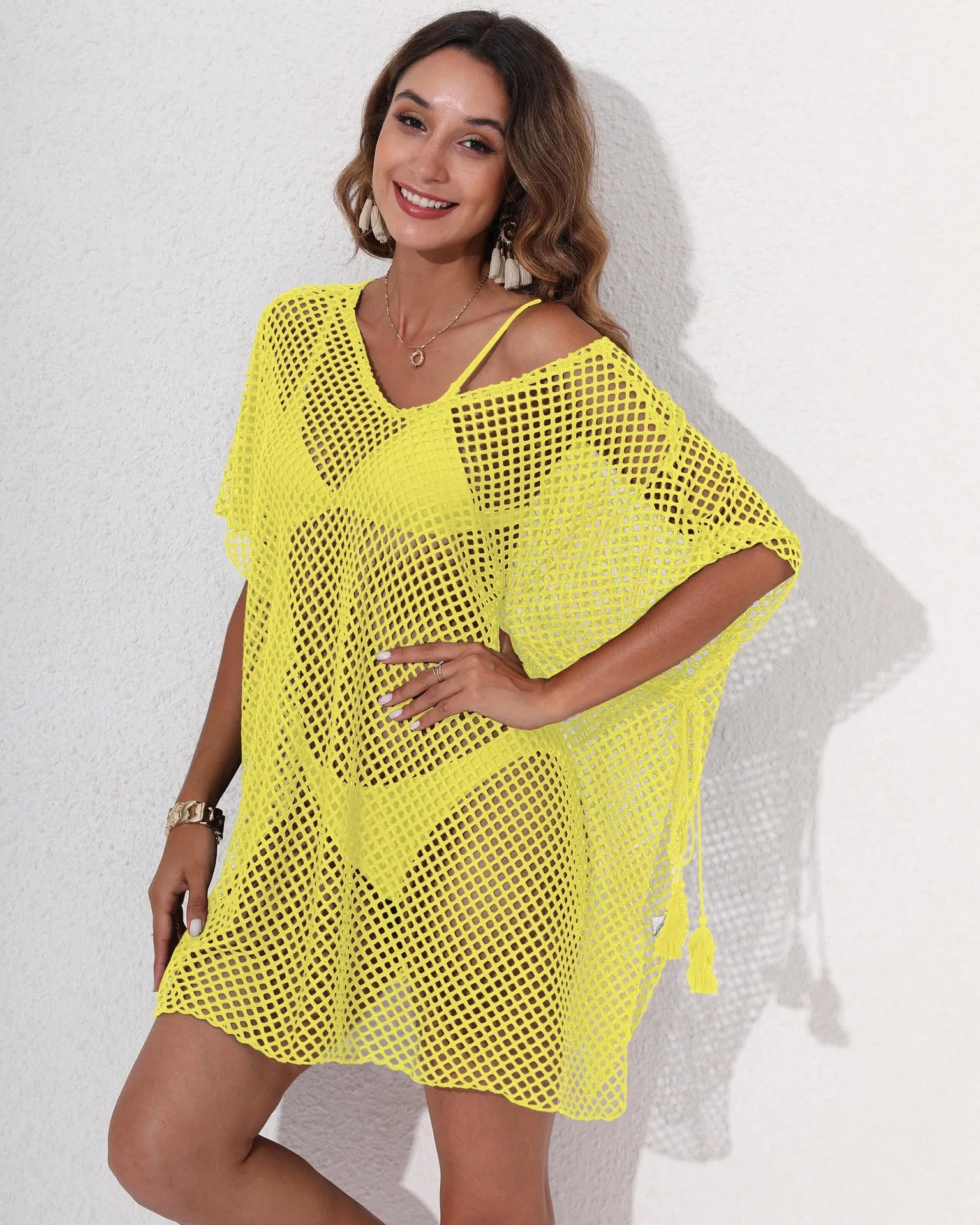 Women's Mesh Beach Cover-up Loose Irregular Outer Wear Dresses