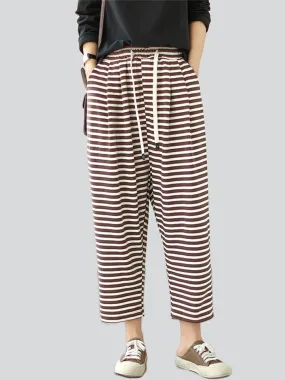 Women's Trendy Loose All Match Striped Casual Pants