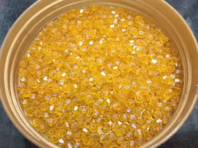 Yellow Transparent Bicone Crystal Glass Beads (Wholesale)